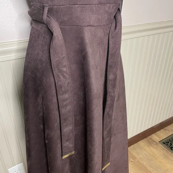 Brand New Calvin Klein Women's Slvless Chocolate Suede Aline Dress - Picture 9 of 15